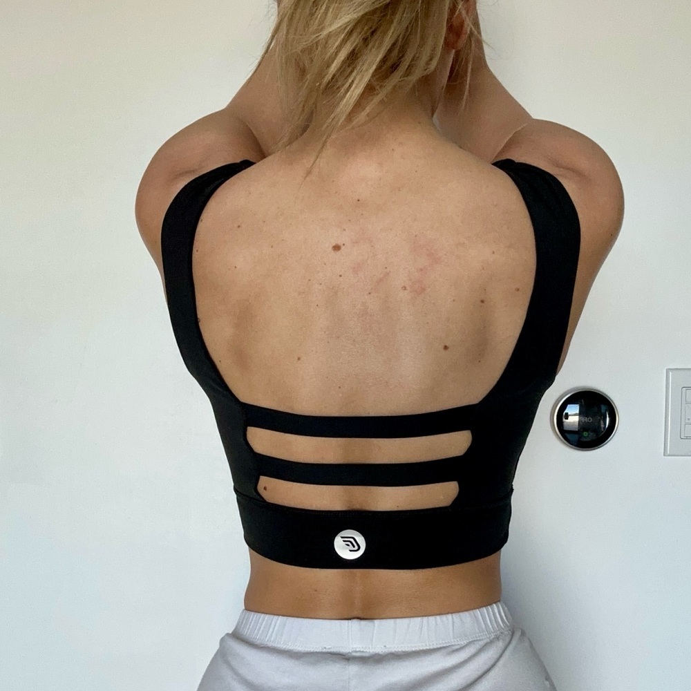 Women’s Black Tie-Front Crop Tank Top - Picture 2 of 2